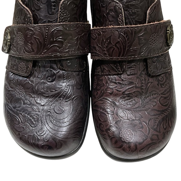 ALEGRIA Joleen Women's 7-7.5 / 37 Espresso Embossed Leather Clogs Occupational - Picture 3 of 13